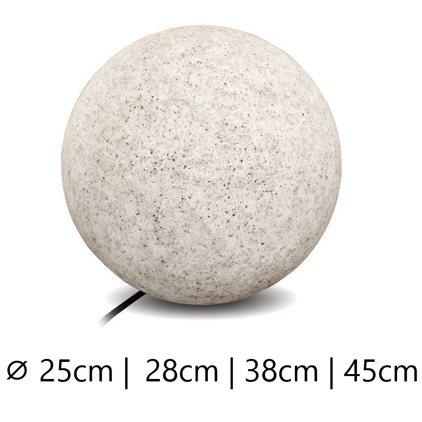 Gartenkugel Kugelleuchte Garden Ball 230V E27 IP65 Garten Lampe Naturstein Optik - Bild 2 von 4
