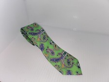 Croft  Barrow Necktie Mens Green Paisley Tie.