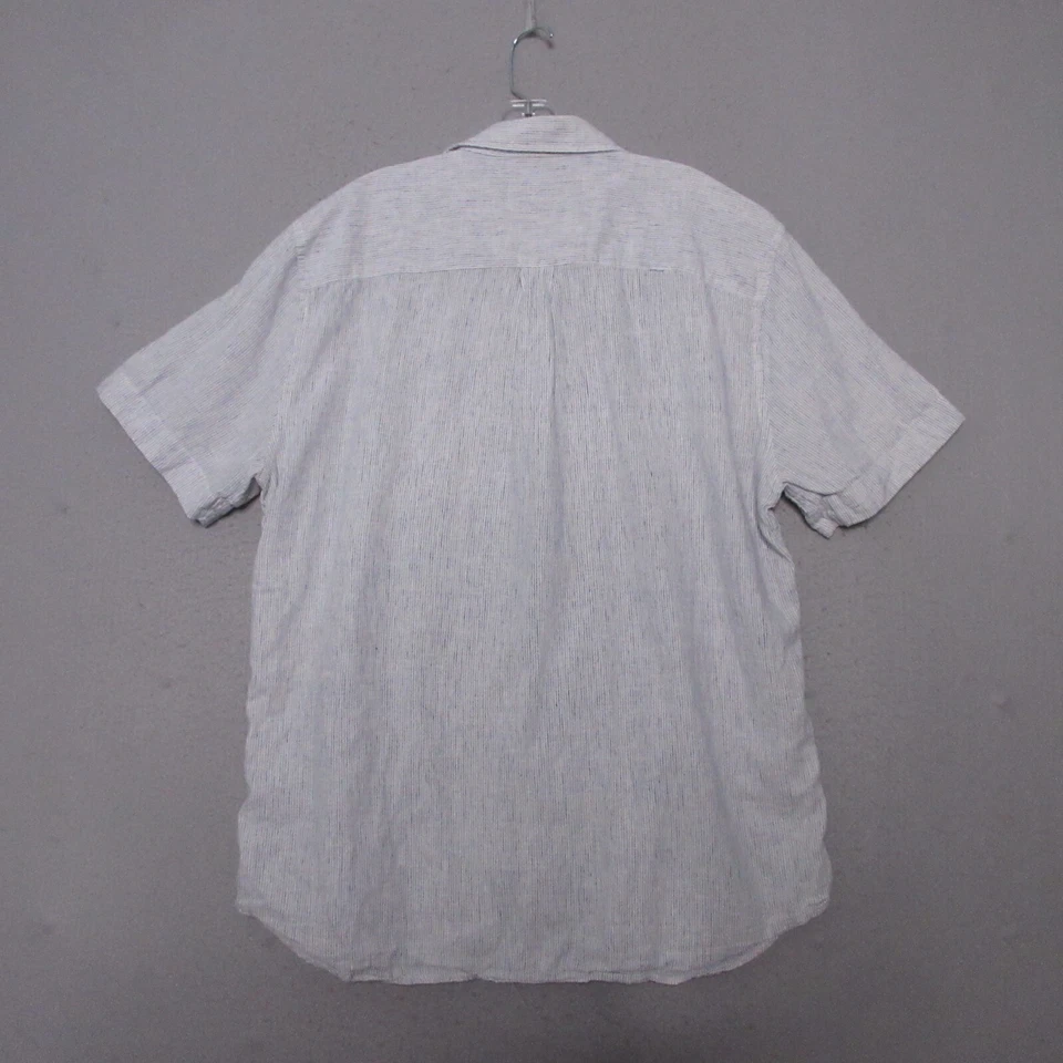 Line of Trade Shirt Men XL Gray Linen Blend Stripe Button Up Beach Breezy Resort - Image 3 of 4