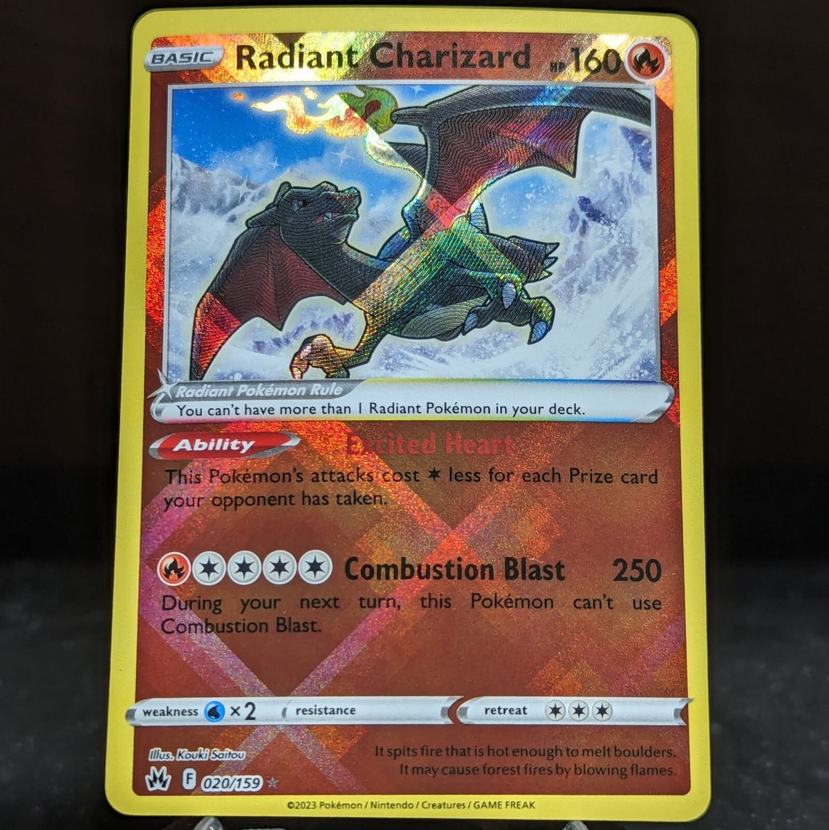 Radiant Charizard 020/159 NM Crown Zenith Rare Pokemon Card shiny black dragon Radiant Charizard 020/159 NM Crown Zenith Rare Pokemon Card shiny black dragon