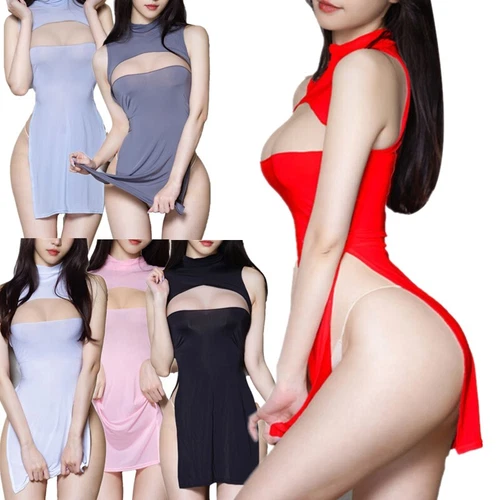 Sexy Lencería Para Mujer Camisón Bodycon Mini Vestido Sexy Abertura Lateral Vestidos para Dormir - Imagen 4 de 56