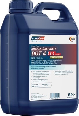 EUROLUB Bremsflüssigkeit DOT4 LS.6 5 Liter für ABS ASR ESP Class 6 Brake Fluid