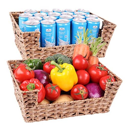 Wicker Storage Basket 2 Pack, Large Wicker Baskets for 15
