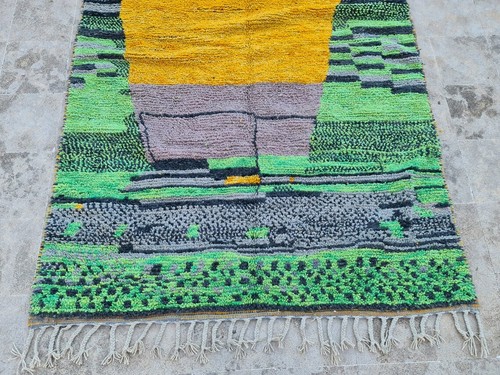 Handmade Traditional Moroccan Wool Rug in Yellow & Green - Perfect Housewarming - Picture 4 of 9
