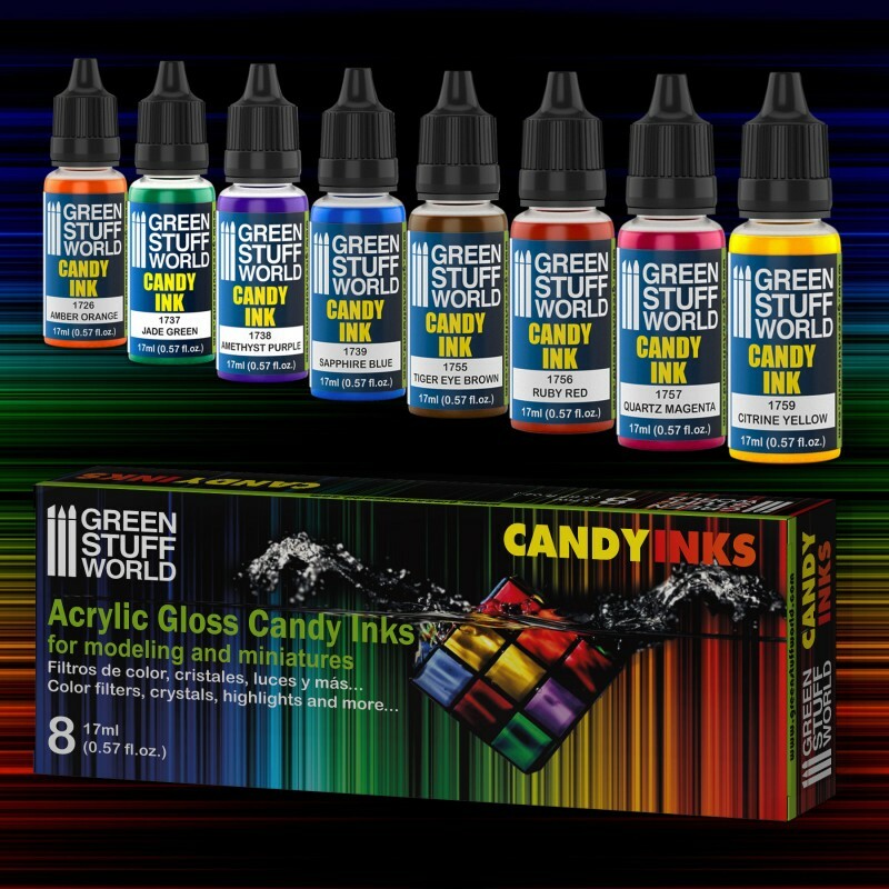 Green Stuff World Gloss Candy Inks Acrylic Model Paint Set - 8
