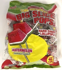 Big Slice Pops Watermelon Candy Lollipops Suckers Bulk 48 Count Bag Candies Pop