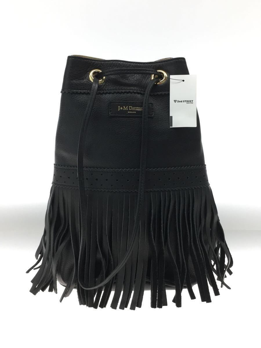 J&M DAVIDSON SHOULDER BAG LEATHER Black BLK PLAIN FRINGE RIO Used 