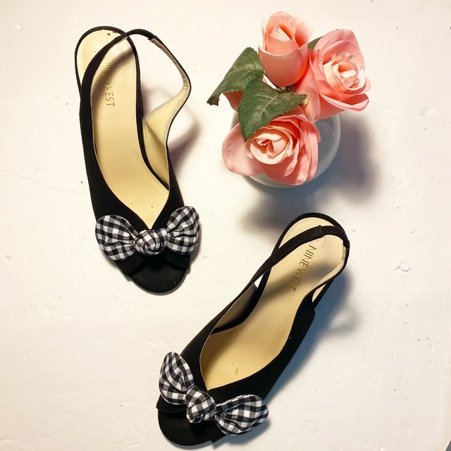 nine west black block heels