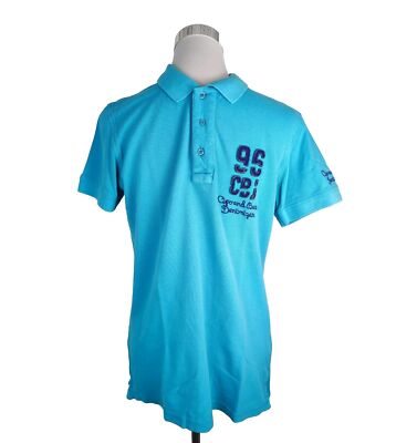 Cipo&Baxx Poloshirt Herren Gr. S Blau Kragen Basic Logo Kurzarm T-Shirt 