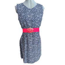 Vintage Y2K Woman's blue and white floral print shift dress size medium