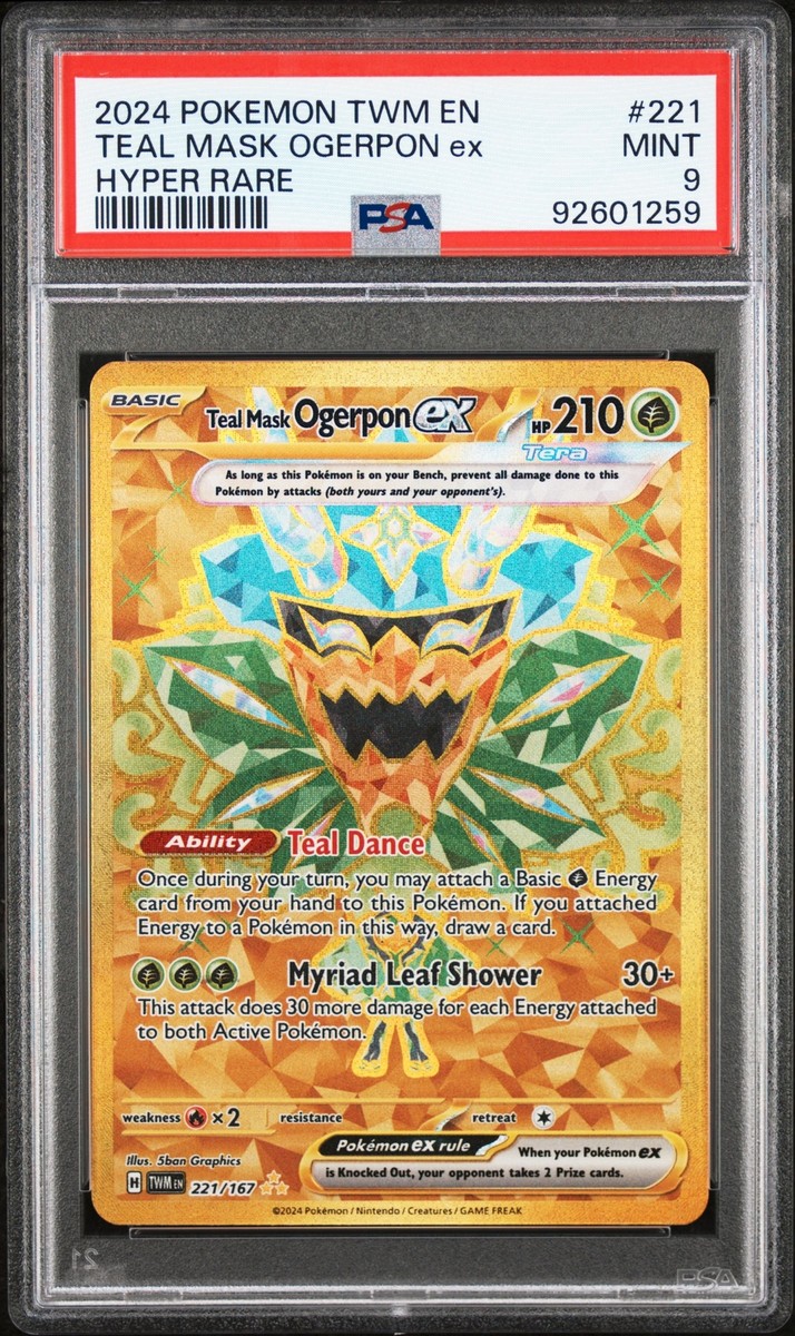 PSA 9 Teal Mask Ogerpon Ex Hyper Rare #221 2024 Pokemon TWM