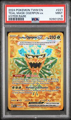 PSA 9 Teal Mask Ogerpon Ex Hyper Rare #221 2024 Pokemon TWM