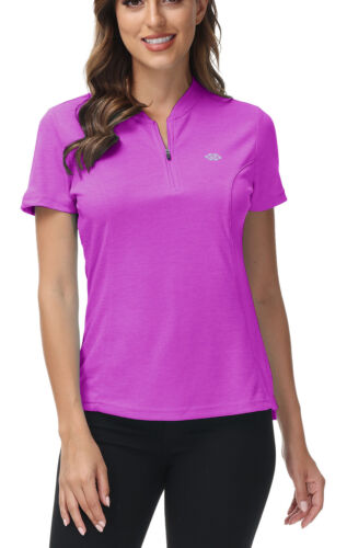 Women Zip Short Sleeve Shirt Lightweight Breathable Hiking Active Gym Shirt Top - Picture 1 of 159