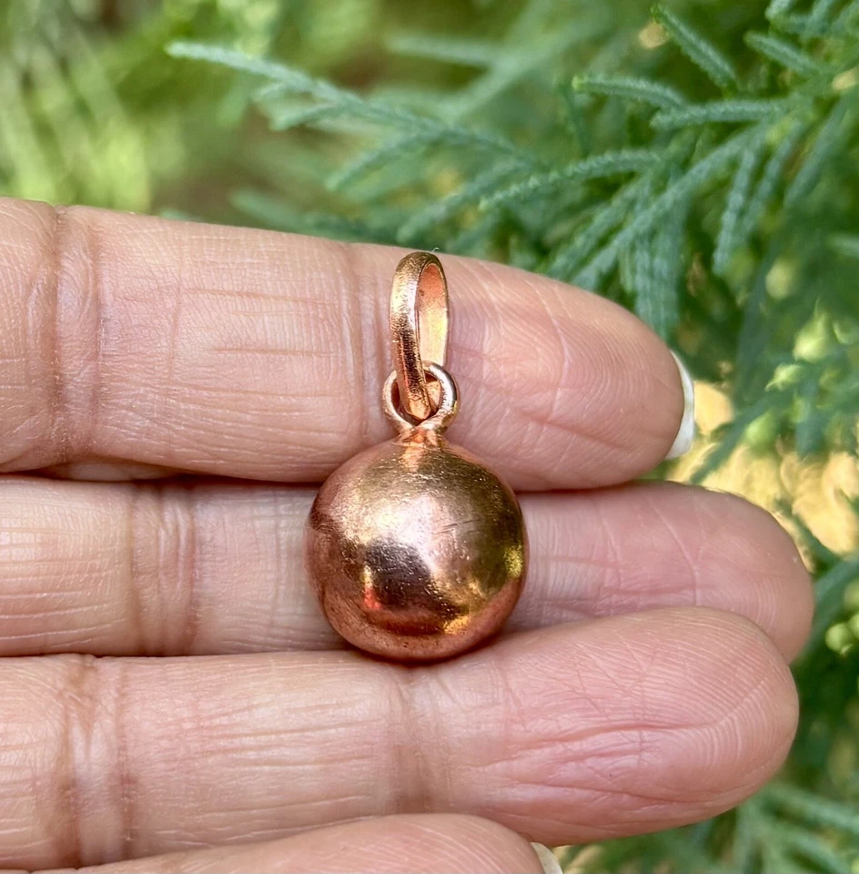 Pingente medalhão bola de cura cobre puro 1 peça joia espiritual, 14-15 mm, 14,5 gm - Imagem 3 de 4