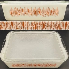 Proctor Silex Autumn Harvest Covered Slow Cook Dish c1960s Made in USA 1 quart