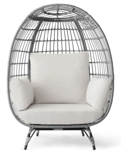 Best Choice Products Wicker Egg Chair,Oversized Indoor Outdoor Lounger for Patio