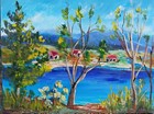 "Original Lakeside Landscape Painting - 9x12 Acrylic Artwork - Serene Blue Water