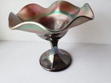 Antique Northwood Carnival Glass Amethyst Rainbow Compote- Candy Dish, USA, Circ