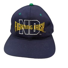 Fighting Irish Gold ND Blue White Hat Cap w Green Accents Cotton Snapback EUC