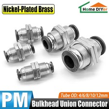 Push-Fit 4 - 12mm Bulkhead Union Connector Pneumatic Push to Connect Fitting