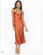 Show Me Your Mumu Womens Verona Dress Size XXL Orange Cowl Neck Slip Midi Gown