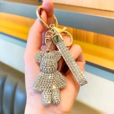 Handmade DIY Rhinestone Cute Bear Car Keychain Pendant Bag Charm Gift Girls New