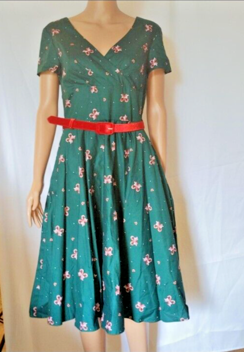 Hell Bunny 50s style A-line Holiday Dress Candy Cane Polka Dots with Pockets Hell Bunny 50s style A-line Holiday Dress Candy Cane Polka Dots with Pockets