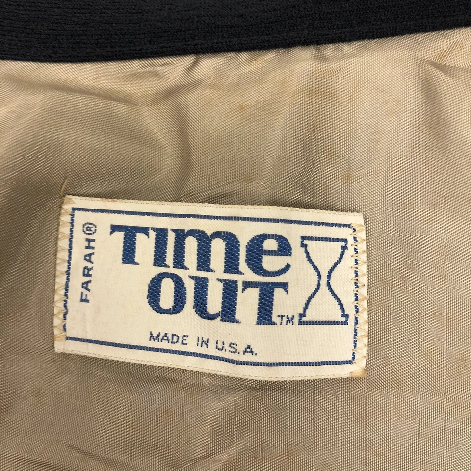 Camisa jaqueta vintage anos 70 Farah Time Out MOD azul hippie WHIP STITCH texturizada LAZER - Imagem 2 de 4