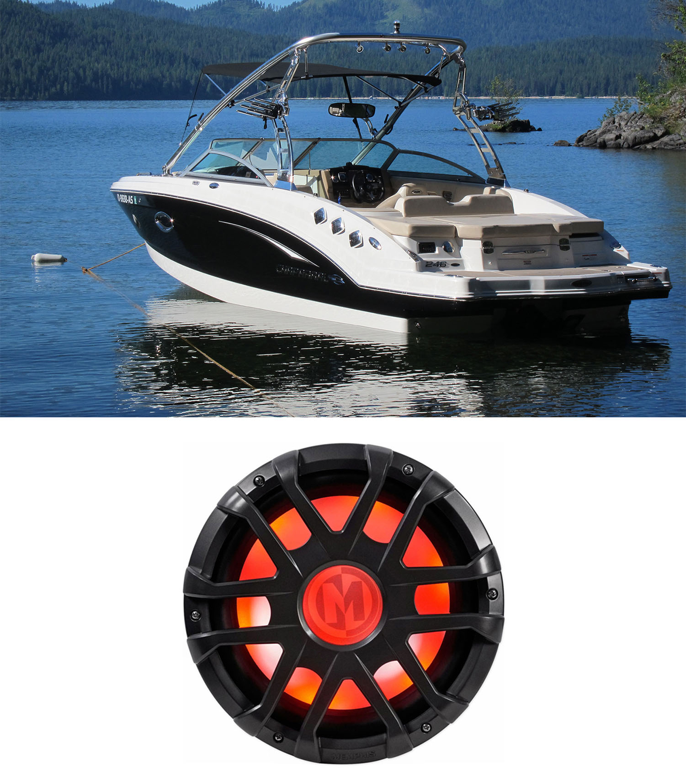 Memphis Audio MXA1244 12 500 Вт СВЕТОДИОДНЫЙ двойной 4-омный морской сабвуфер Boat Sub 16190₽