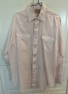 H Bar C California Ranchwear Long Tail Pearl Snap Western Shirt Sz 16/35 Blemish