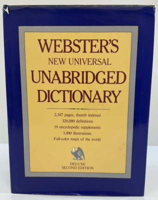 Websters (New Universal) Unabridged Dictionary Deluxe 2nd Edition Hardcover 1979