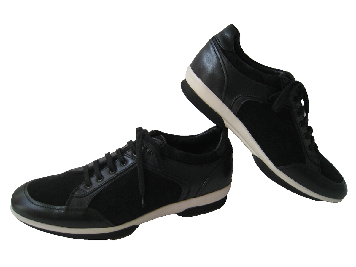 AQUATALIA ITALY WEATHERPROOF BLACK LEATHER SUEDE OXFORDS MEN'S US