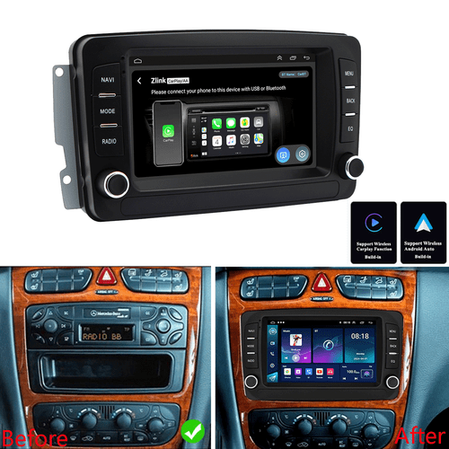 7" For Mercedes W168 W203 W209 W463 Carplay Android 14 Stereo Radio NAV GPS WIFI - Picture 1 of 24