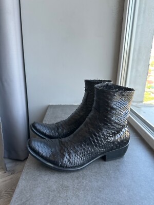 Gianni Barbato archive rare Python Leather black ankle boots shoes Size: 40 