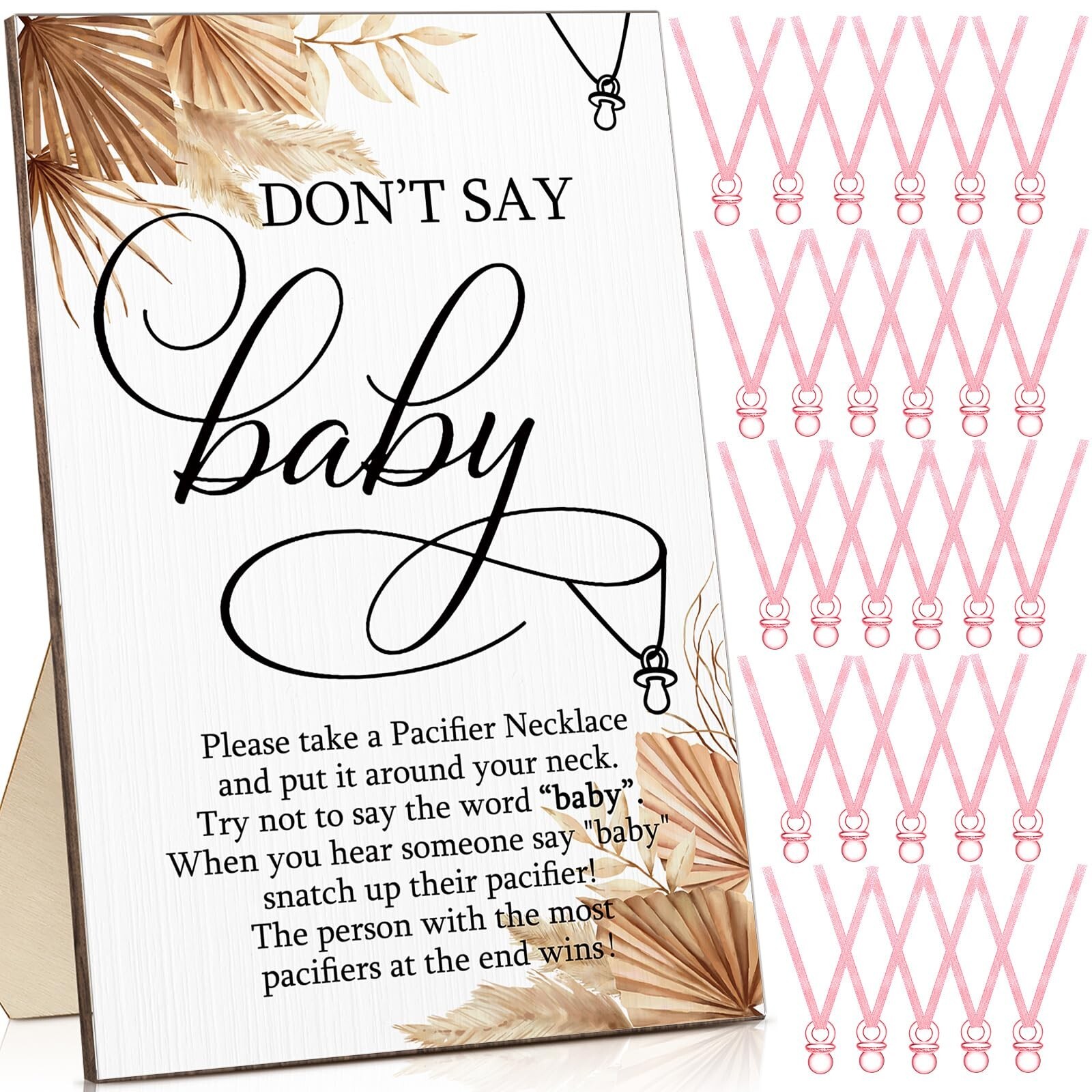 Geetery 51 Pcs Don't Say Baby Game Sign Cool Baby Shower Game 50 Baby Shower ...