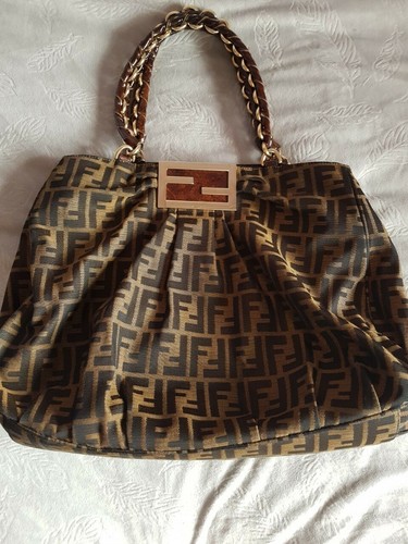 Authentic grandi TABACCO FENDI ZUCCA MIA Tote Bag + dustbag | eBay