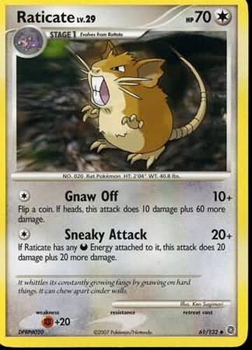 Pokemon Card - Secret Wonders 61/132 - RATICATE Lv.29 (uncommon) - NM