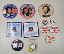 Mixed Lot of Presidential Political Pins Bush, Clinton, Gore, Kennedy, Biden
