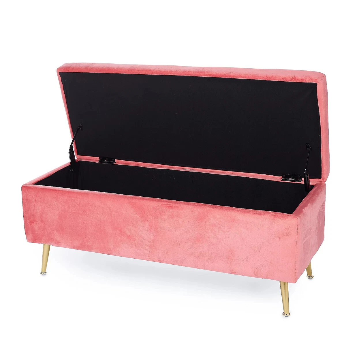 Alison Cork Velvet Storage Ottoman Bench Metal Legs Seat Footrest Side Table New