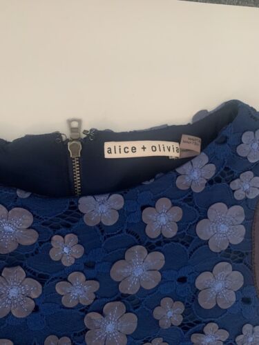 Alice + Olivia Damen blau Blumen gerades Kleid Größe 6 - Bild 3 von 9
