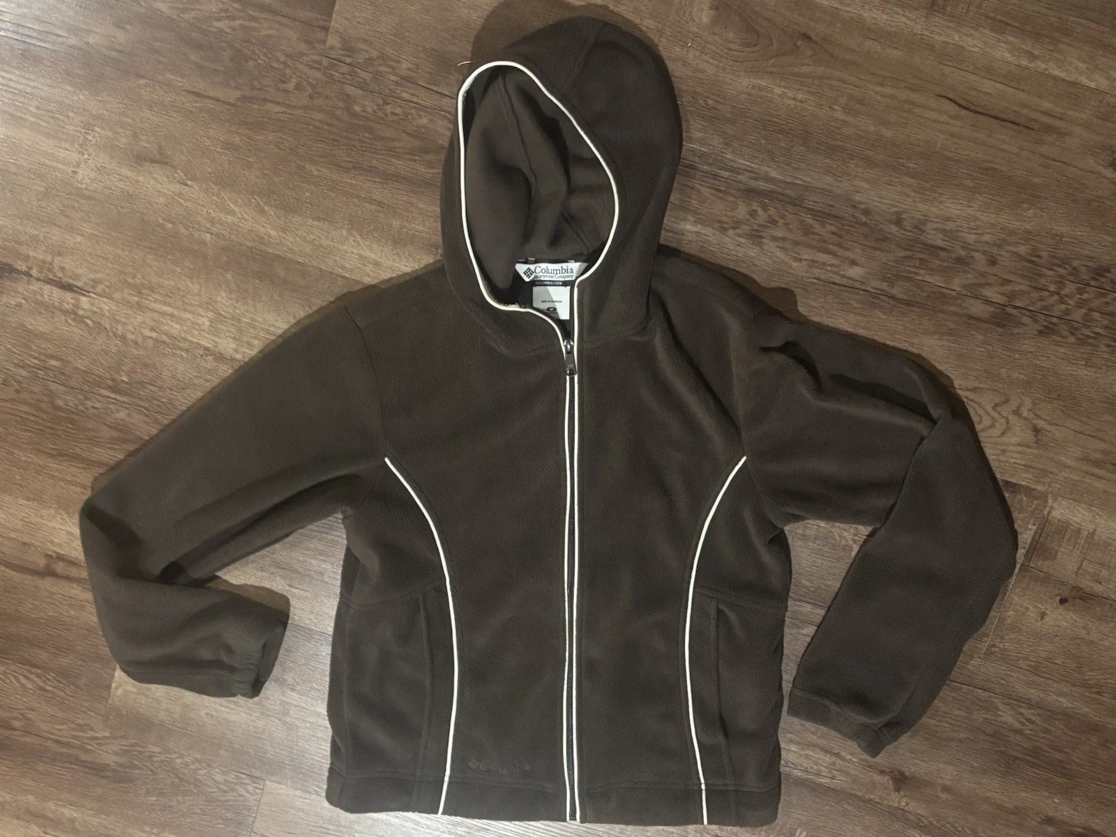 Vintage Brown Columbia Fleece Jacket Hooded Medium