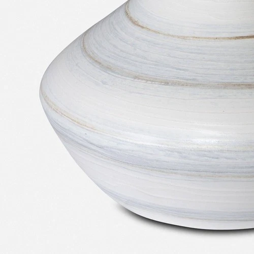 Uttermost Potter Striped Ivory Blue Ceramic Vases Set of 2 - Picture 4 of 5