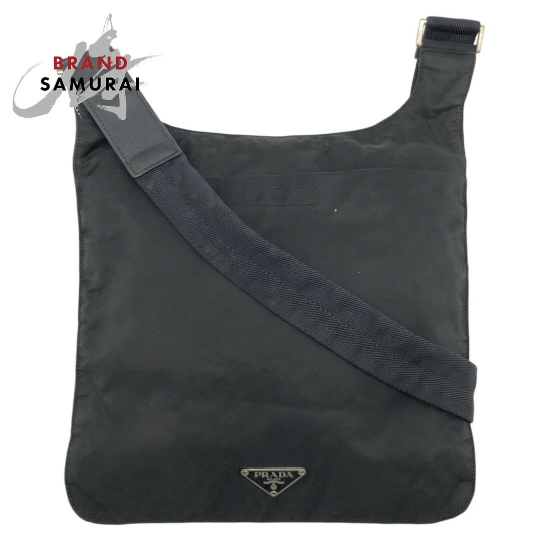 RARE PRADA Black Nylon Shoulder Bag with Triangle Logo Plate  