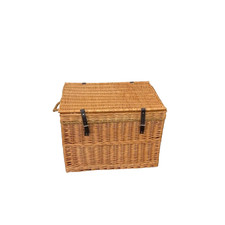 Large Wicker Hamper Basket Trunk Storage Chest 75x52x54cm Rope Handles Straps