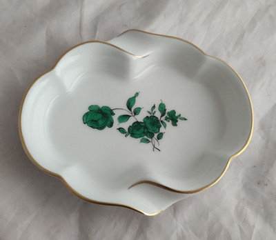 Augarten Wien - kleine Schale / Aschenbecher ? - ''Grüne Rose'' ca. 11 x 9 cm