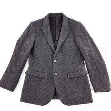 Emporio Armani Sz 48 Johnny Line Grey Woven Virgin Wool Blend Two Button Blazer