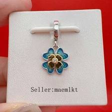 New 925 Sterling Silver Spinnable Four Leaf Clover Charm,763624c01