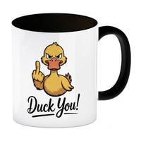 Mittelfinger Ente Duck YOU Kaffeebecher In Schwarz