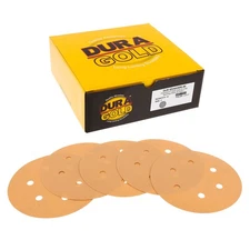 50PK - 600 Grit 6" Gold Hook & Loop 6-Hole Sanding Discs DA Sanders