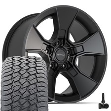 Set5 Defiant Df02 17x8.5 Satin Black Wheels 26570r17 At2 Tires Tpms 5x127